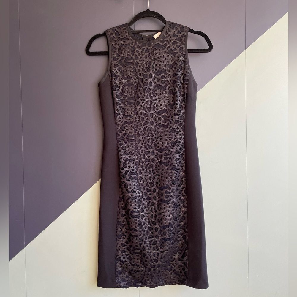 $695 ALC Navy/Black Mini Sheath Dress w/ Lace Overlay Paneling, Sz 2, EUC